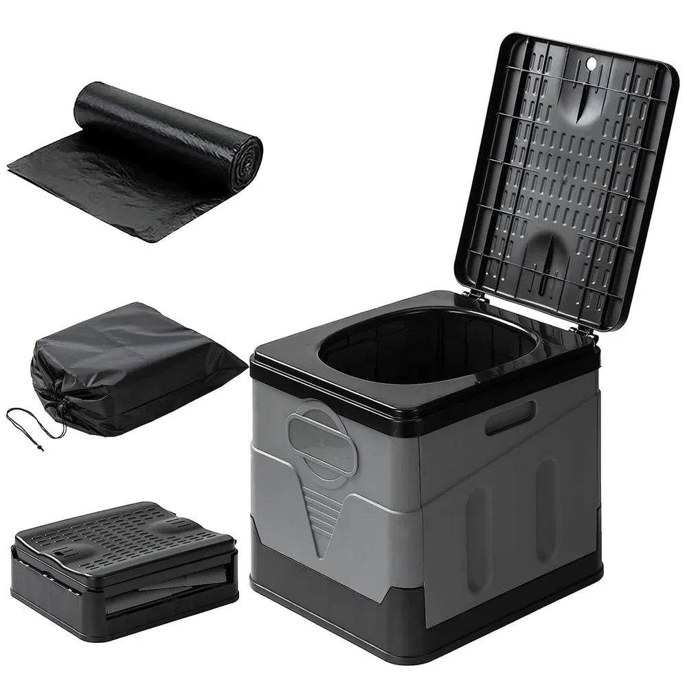 Portable Toilet For Car Camping Boating Hiking Outdoor Travel Potty With Carry Bag Foldable Emergency Toilet With Lid Trash Bags
