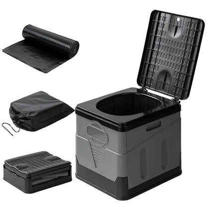 Portable Toilet For Car Camping Boating Hiking Outdoor Travel Potty With Carry Bag Foldable Emergency Toilet With Lid Trash Bags