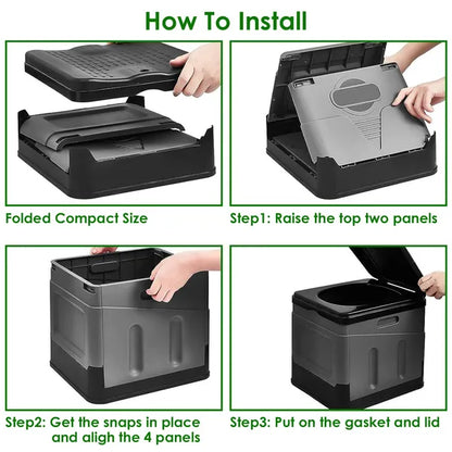 Portable Toilet For Car Camping Boating Hiking Outdoor Travel Potty With Carry Bag Foldable Emergency Toilet With Lid Trash Bags